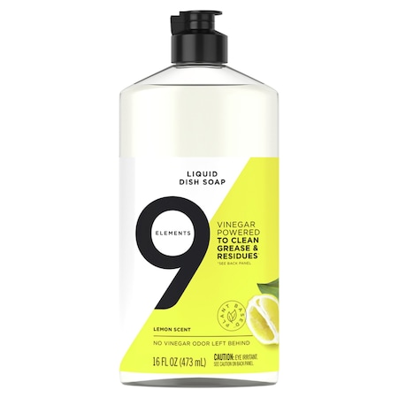 9 Elements Lemon Scent Liquid Dish Soap 16 oz 95622